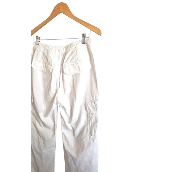 Zara TRF High Rise Straight Cargo Pants Oyster White Size 8 Preppy Nautical‎ - Picture 11 of 12